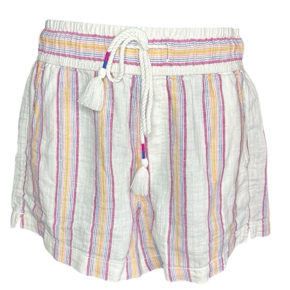 GAP Pants - Gap women’s Linen cotton Blend sz XS Pink Stripe Shorts Drawstring preloved